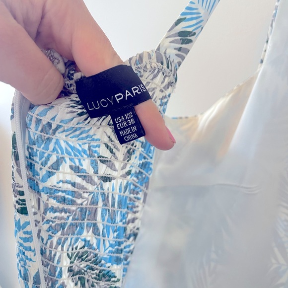 NWOT Lucy Paris Tropical Print Midi Dress w/Bow Tie Straps - XS - Picture 9 of 11